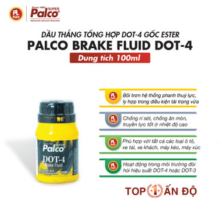 Dầu phanh ô tô, dầu phanh dot 4 gốc ester cao cấp nhập khẩu palco dot-4 brake fluid 100ml, 250ml