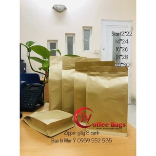 Túi zipper giấy 8 cạnh không cửa sô, Nhiều size: có màn chống thấm nước