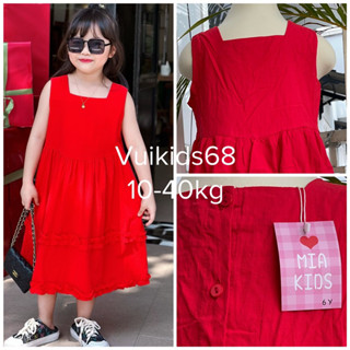 Đầm/ Váy Noel/ Tết cho bé. Đầm đỏ cotton mềm bé gái cho Noel/ Tết 10-40kg Mia Kids