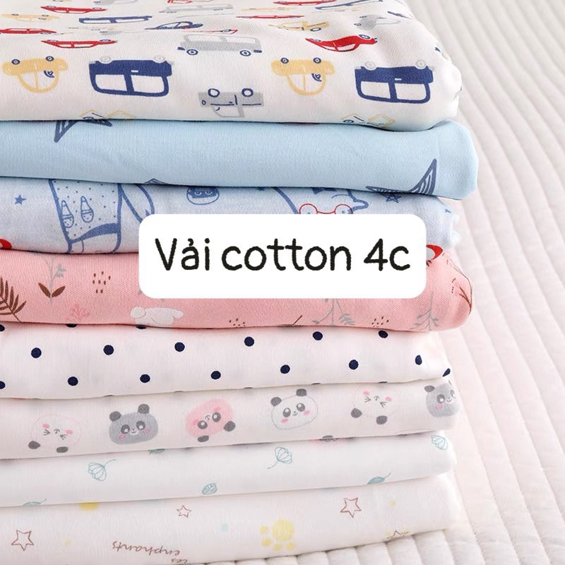 Vải thun cotton co giãn 4 chiều - hoạ tiết cho bé gái