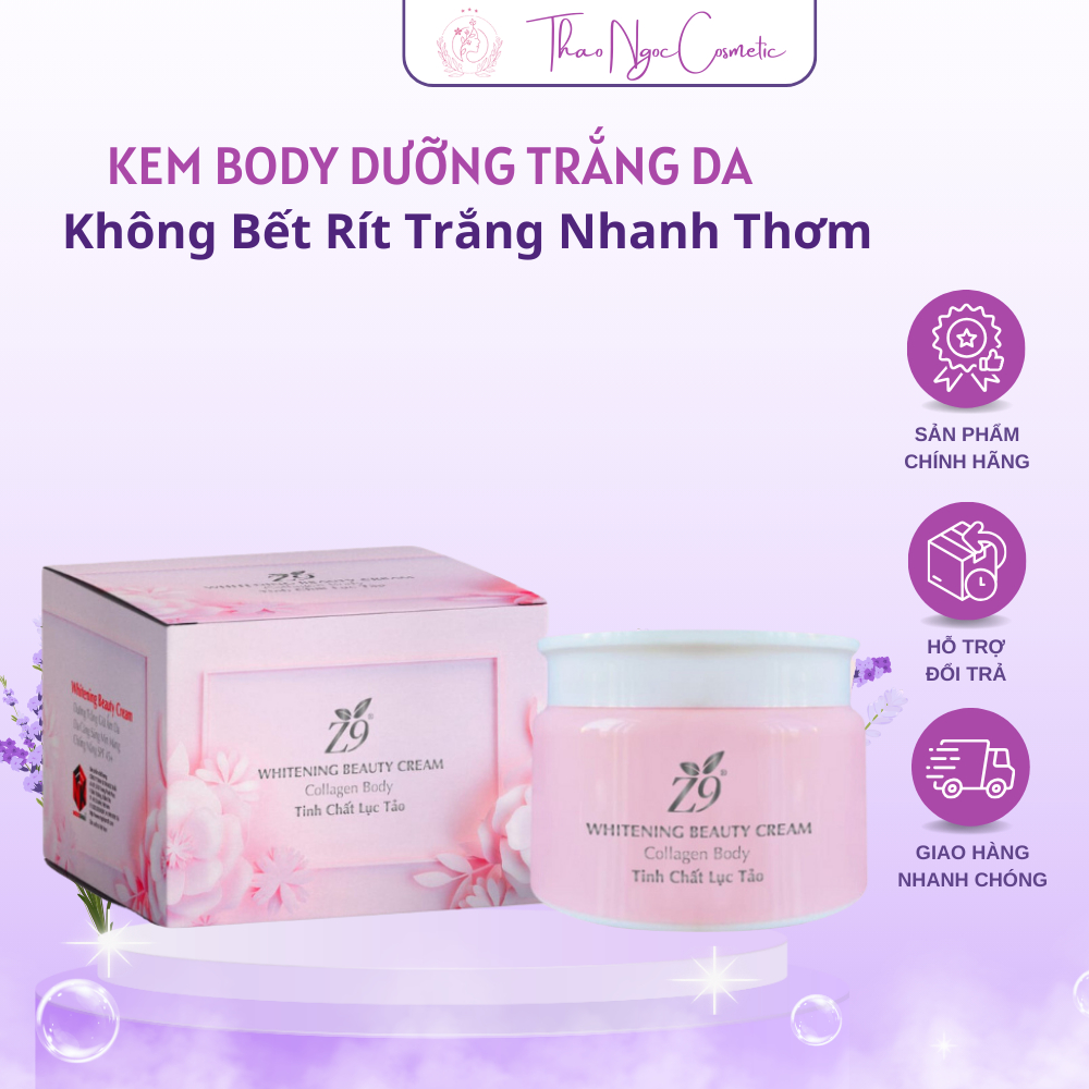 Kem Body Dưỡng Trắng Da Toàn Thân Lục Tảo Z9  Không Bết Rít Trắng Nhanh Thơm Hương Nước Hoa 200g Z85