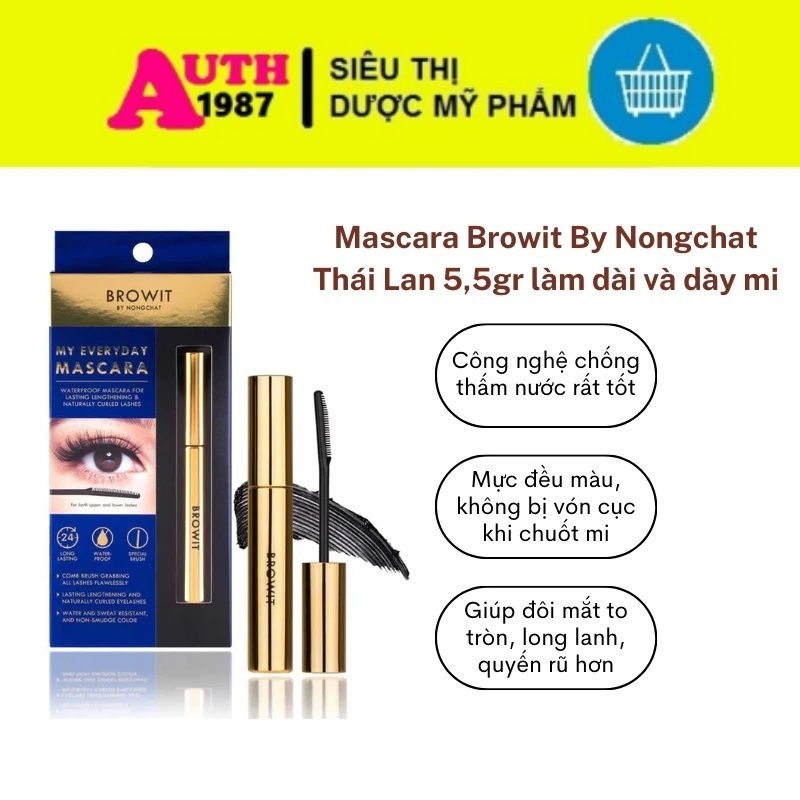 Mascara BROWIT BY NONGCHAT My Everyday Siêu Dài Chống Nước hộp Xanh