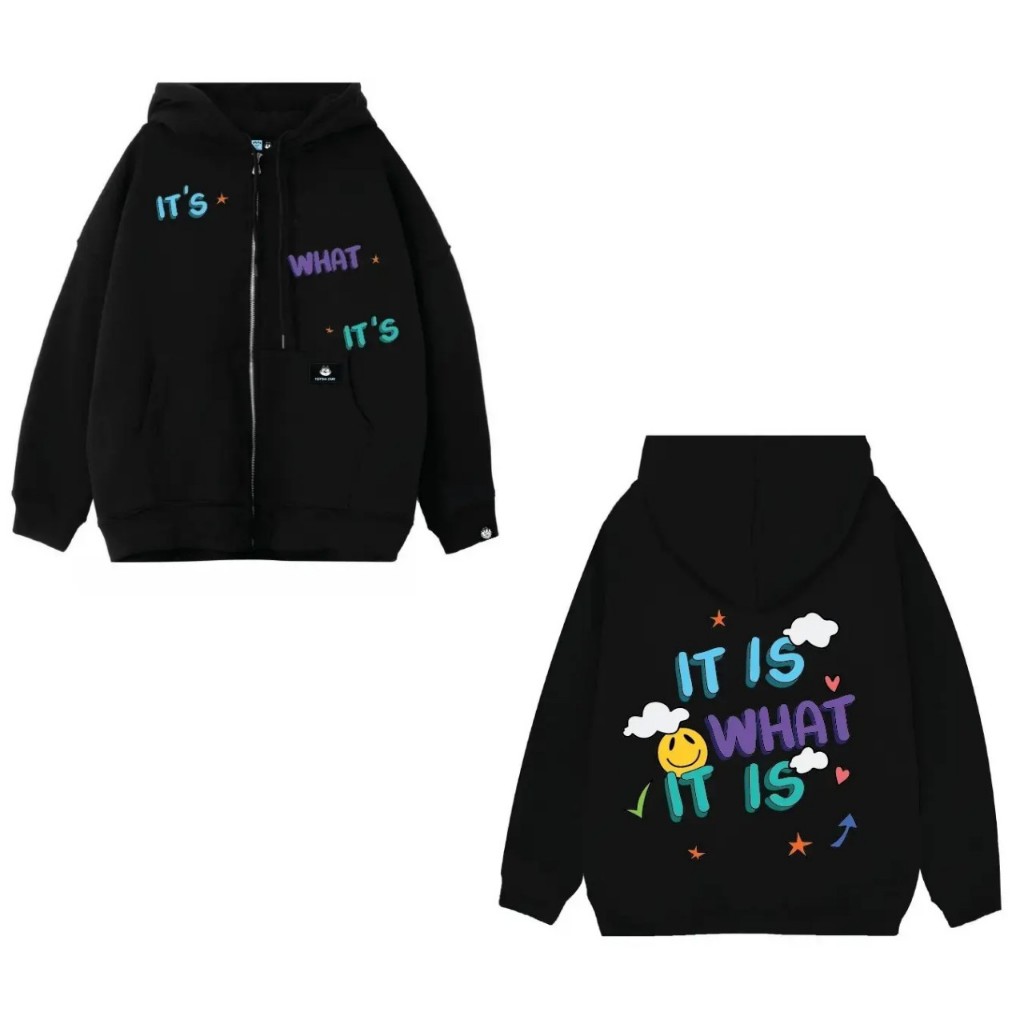 ÁO KHOÁC NỈ TarboClub - HOODEI TRÒNG ĐẦU IT'S WHAT IT'S NAM NỮ