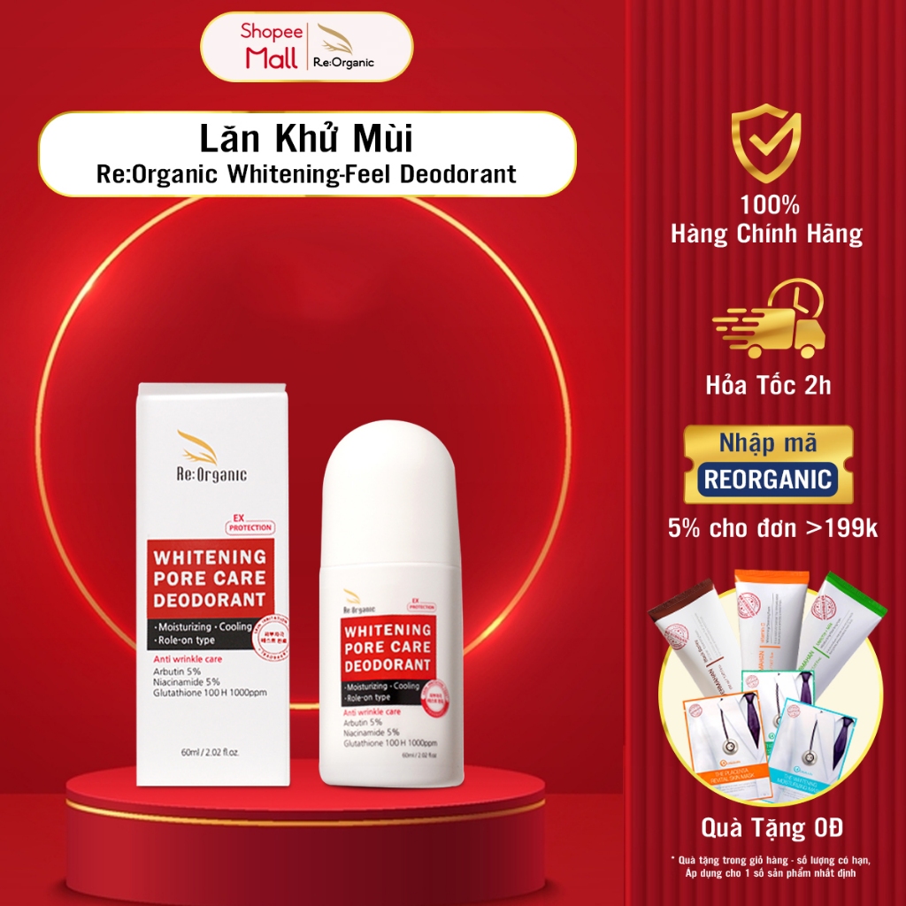 Lăn đa năng điều tiết mồ hôi giảm mùi hiệu quả Dermahan Re:Organic Whitening-Feel Deodorant 60ml