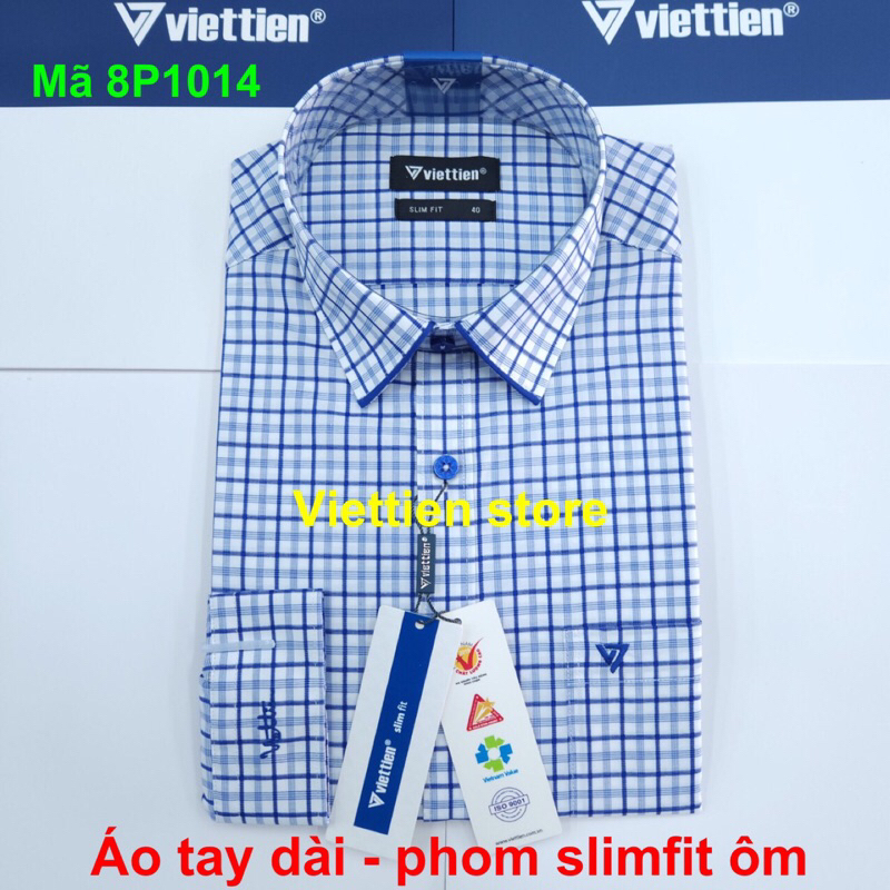 Áo sơ mi việt tiến tay dài Form slimfit ôm trẻ sọc caro