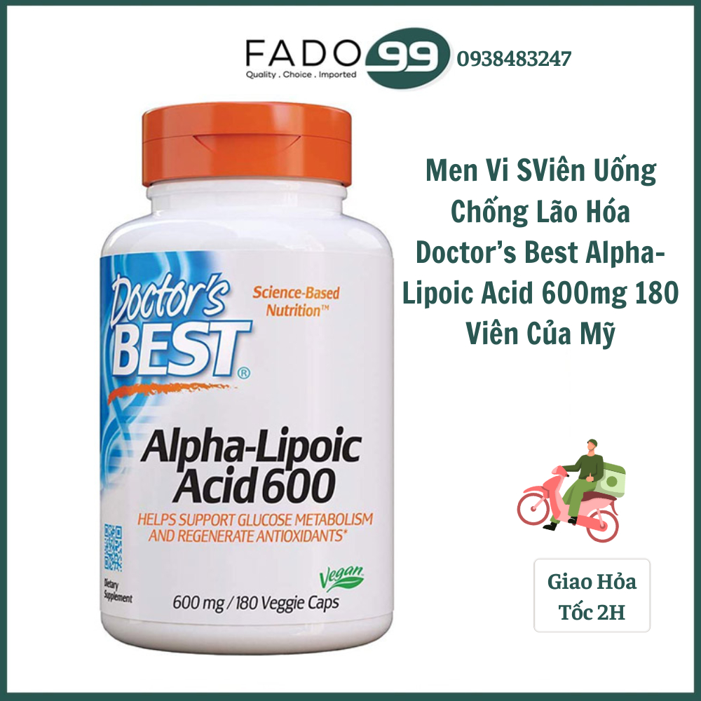 Viên Uống Chống Lão Hóa Doctor’s Best Alpha- Lipoic Acid 600mg 180 Viên Của Mỹ