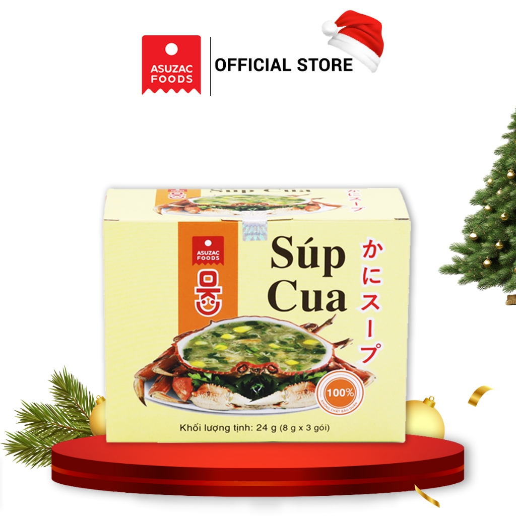 Súp cua Asuzac ăn liền hộp 24g (8g x 3 gói) - Viên súp sấy thăng hoa