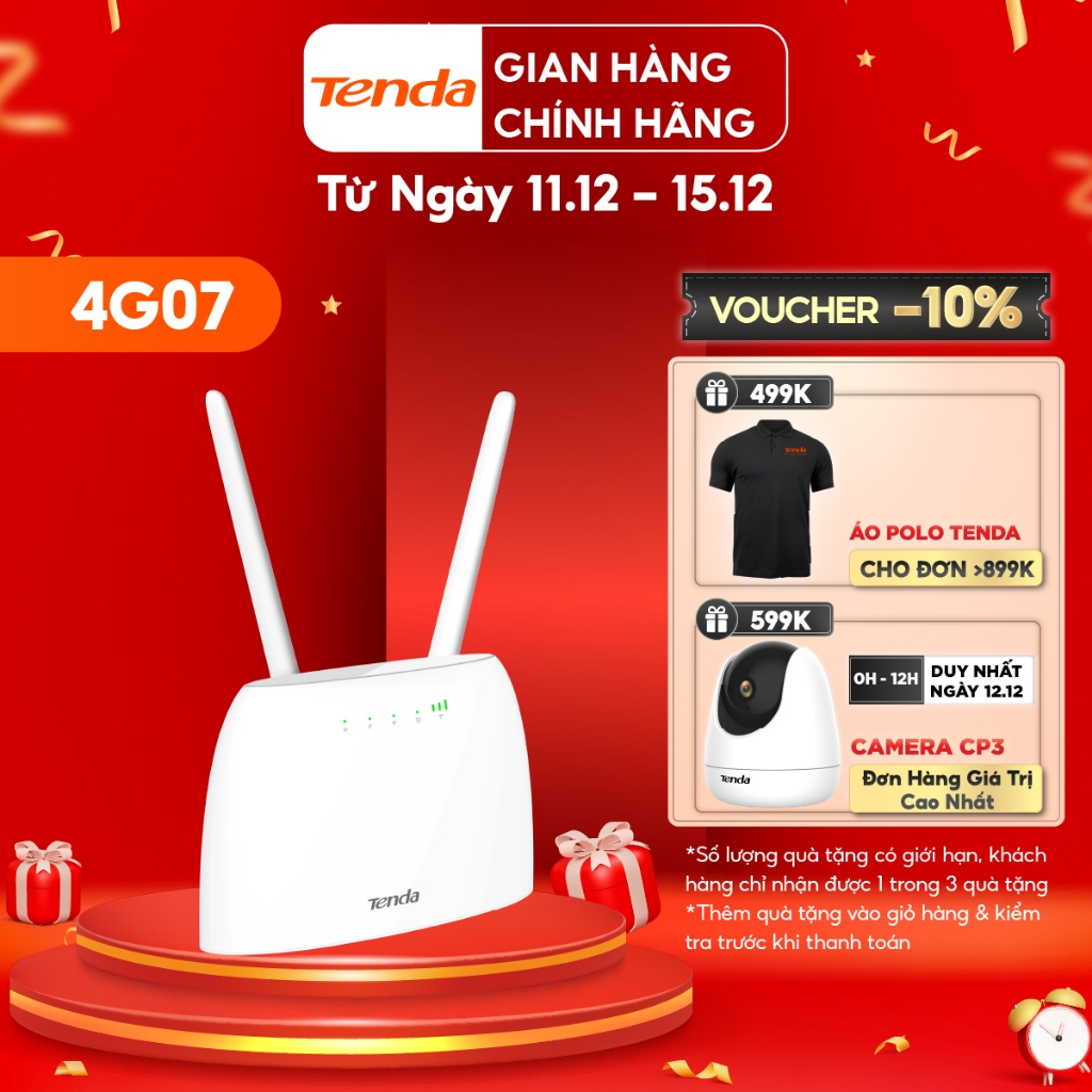 [Mã ELCL12 giảm 9% đơn 300K] Tenda Bộ phát Wifi di động 4G LTE 4G07 Chuẩn AC 1200Mpbs cao cấp