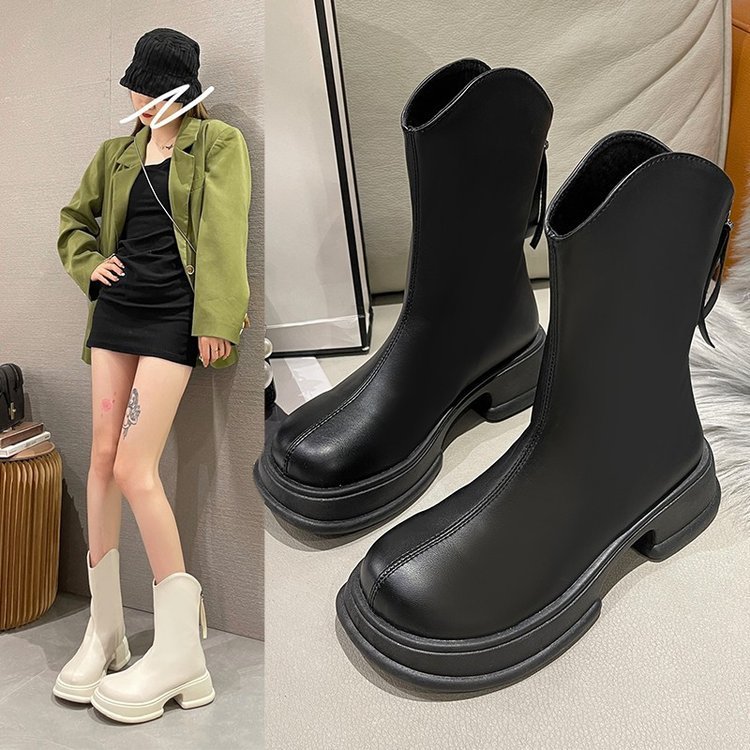 Bốt nữ đế xuồng cổ vát fashion