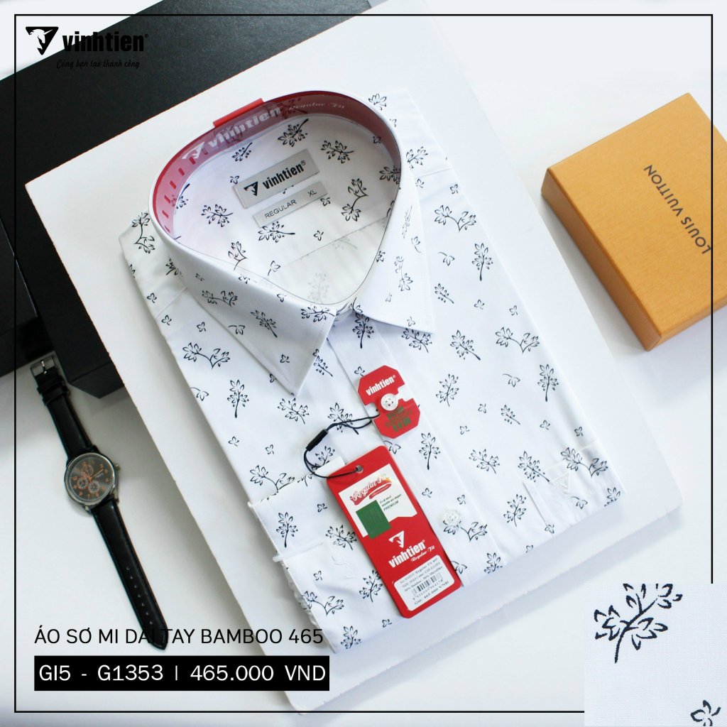 Áo Sơ Mi Dài Tay Họa Tiết Bamboo Regular Fit 465 Vĩnh Tiến - Nhiều Màu