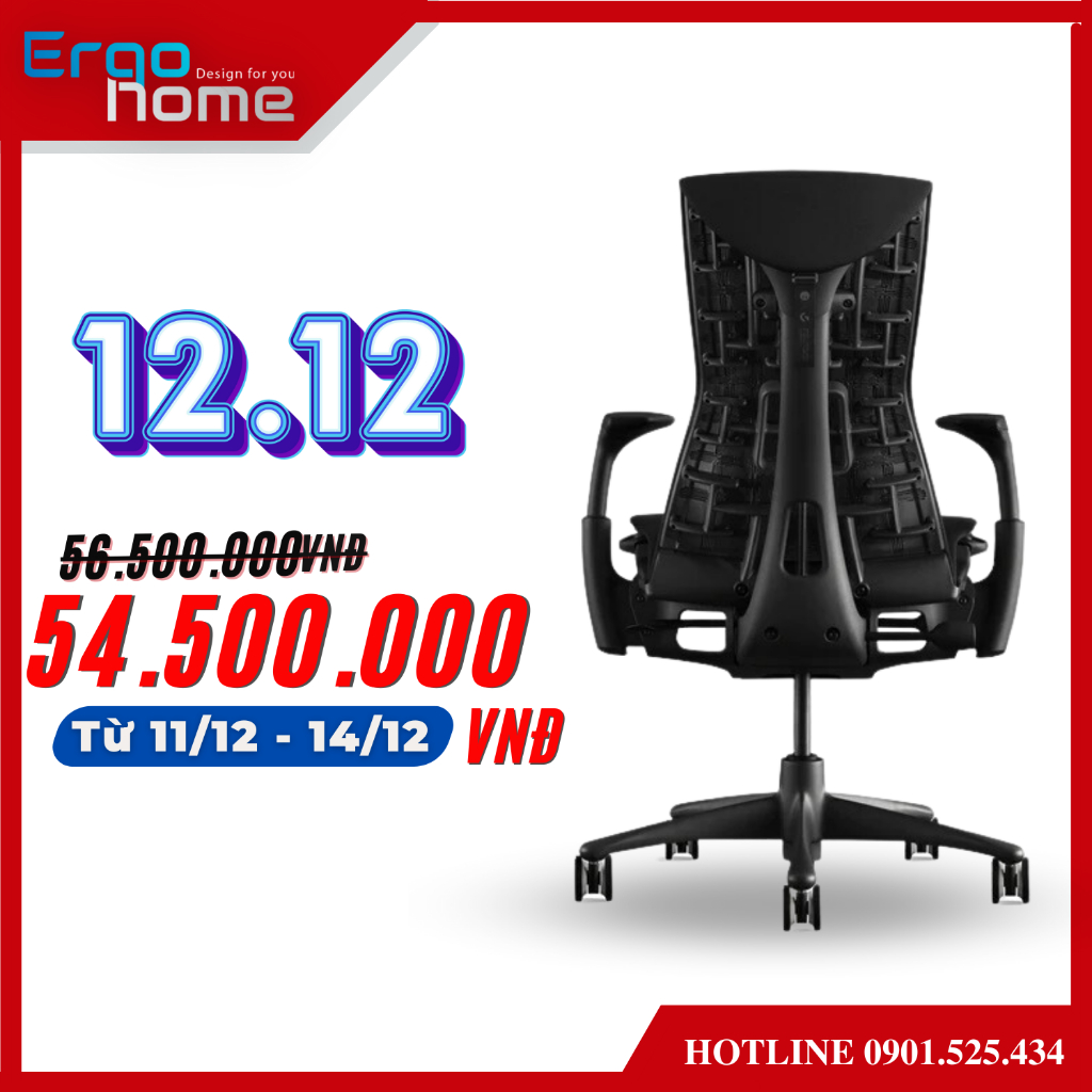 Ghế xoay văn phòng Cao Cấp HermanMiller Embody Logitech Gaming thiết kế ergonomic chuẩn quốc tế, êm ái - ERGOHOME