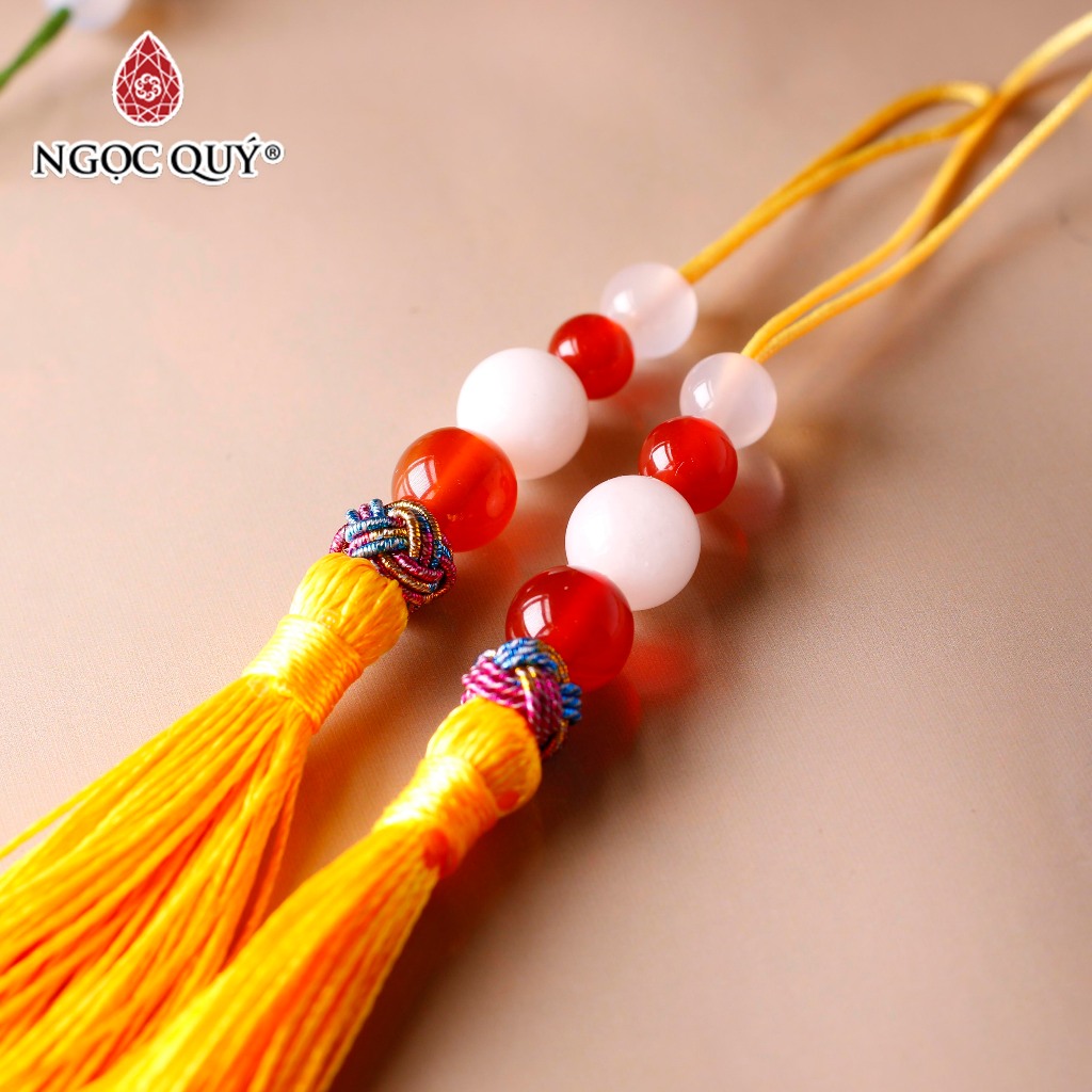 Móc khóa, treo tuarua trang trí hạt đá thiên nhiên - Ngọc Quý