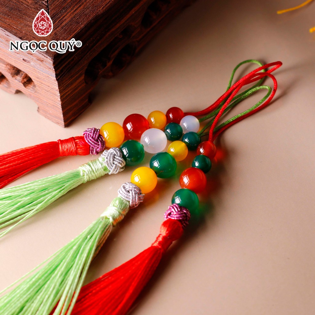 Móc khóa, treo tuarua trang trí hạt đá thiên nhiên - Ngọc Quý