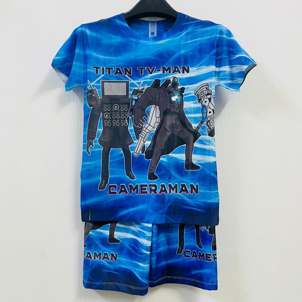 Bộ thun lạnh Cổ Tròn Titan Tivi man, Skibidi Toilet, Skibidi Man bé trai, con nít, Có size cho bé từ 10kg - 60kg