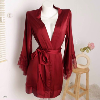 Sp120 choàng ngủ lụa tay ren kèm đai bản to cao cấp - hàng qccc