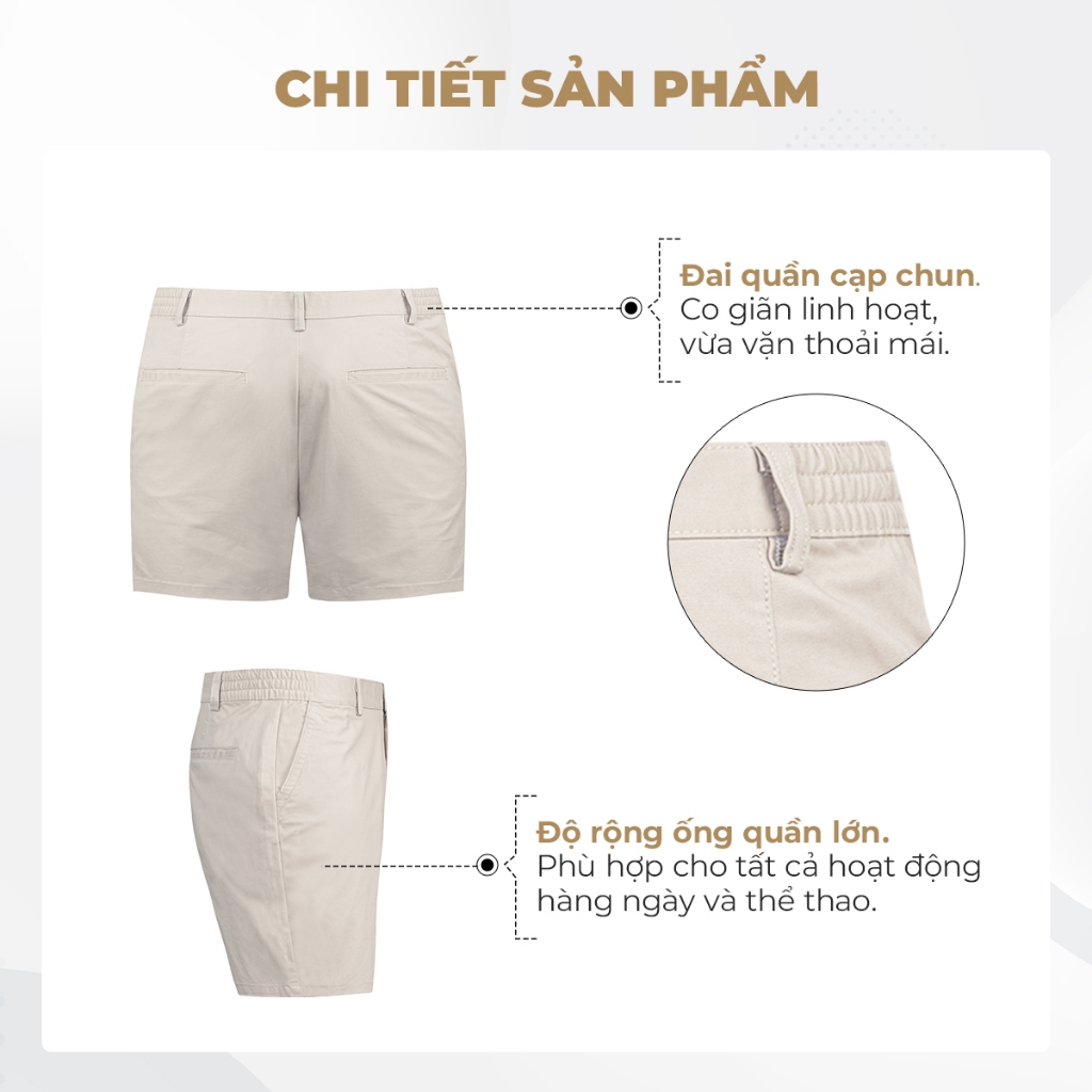 Quần short nam ngắn POLOMANOR vải kaki xuất xịn, lưng đai thun, co giãn 2 chiều, chuẩn form