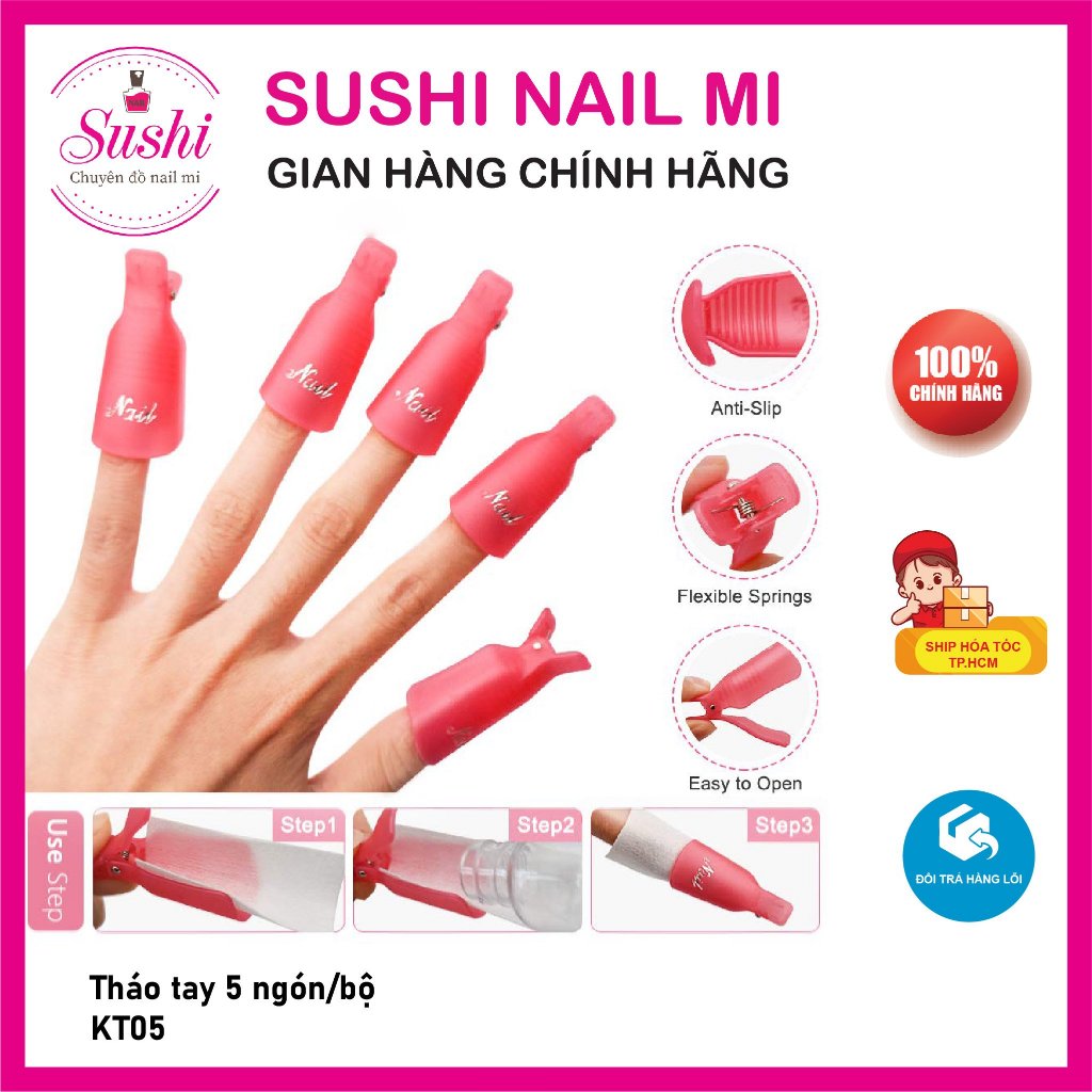 Kẹp ủ tháo gel móng tay, móng chân nhựa bền nhiều mẫu - Sushi nail mi