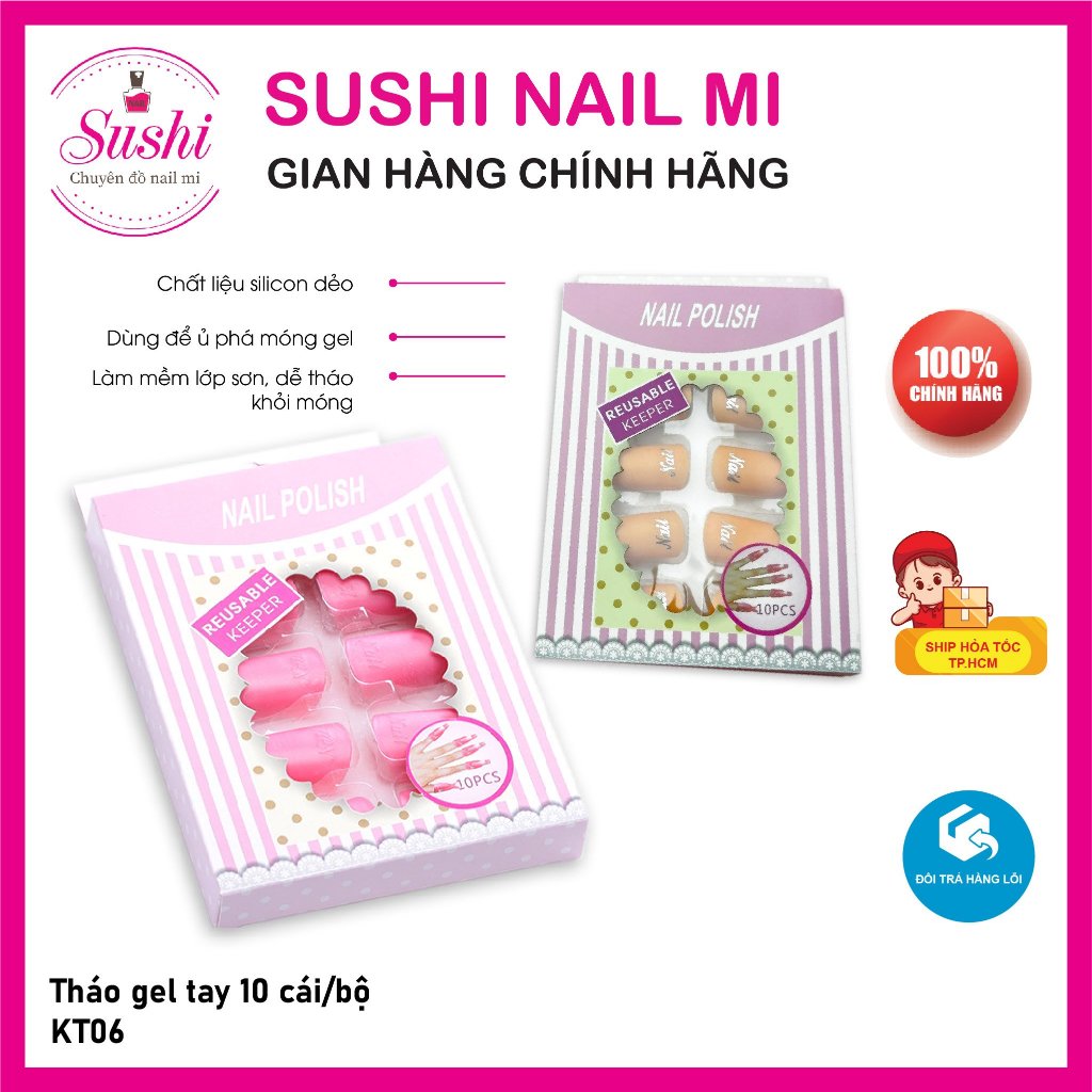 Kẹp ủ tháo gel móng tay, móng chân nhựa bền nhiều mẫu - Sushi nail mi