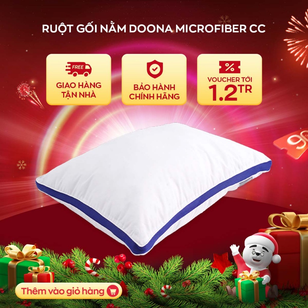 Gối ngủ Doona Microfiber cao cấp lông vũ nhân tạo êm ái mềm mại thư giãn tuyệt đối hàng chính hãng Vua Nệm