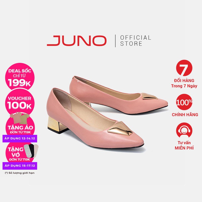 Giày Cao Gót 5cm Nữ Thời Trang JUNO Mũi Nhọn Trang Trí Khoá CG05126