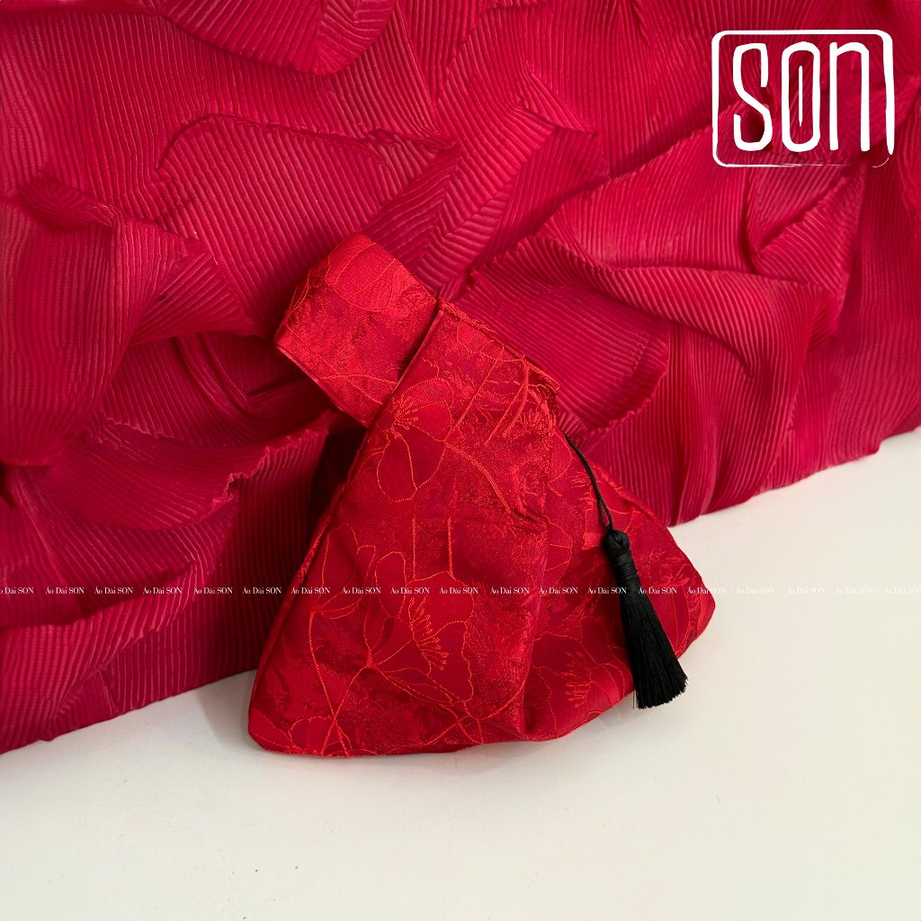 Túi xách nữ gấm Hoa Son phụ kiện mix cùng áo dài