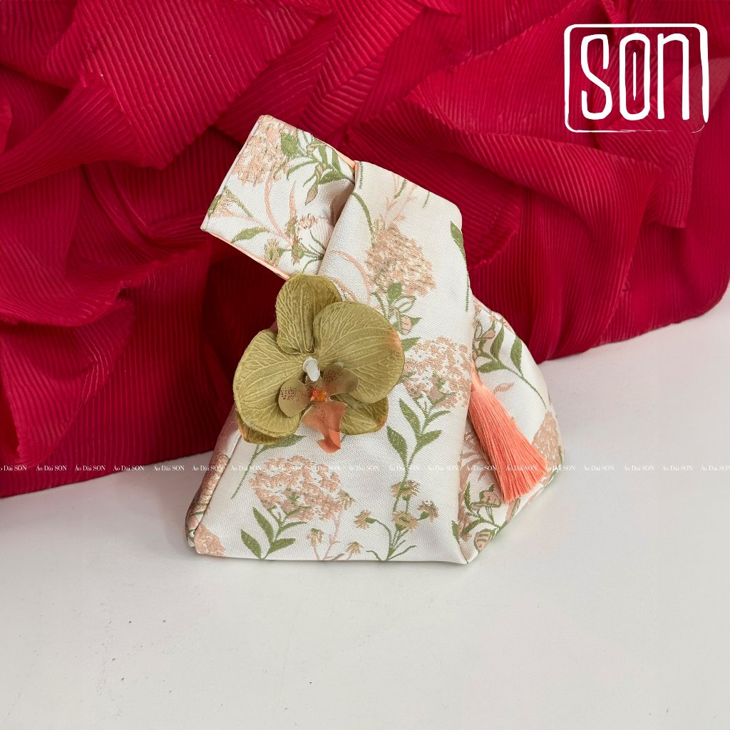 Túi xách nữ gấm Hoa Son phụ kiện mix cùng áo dài