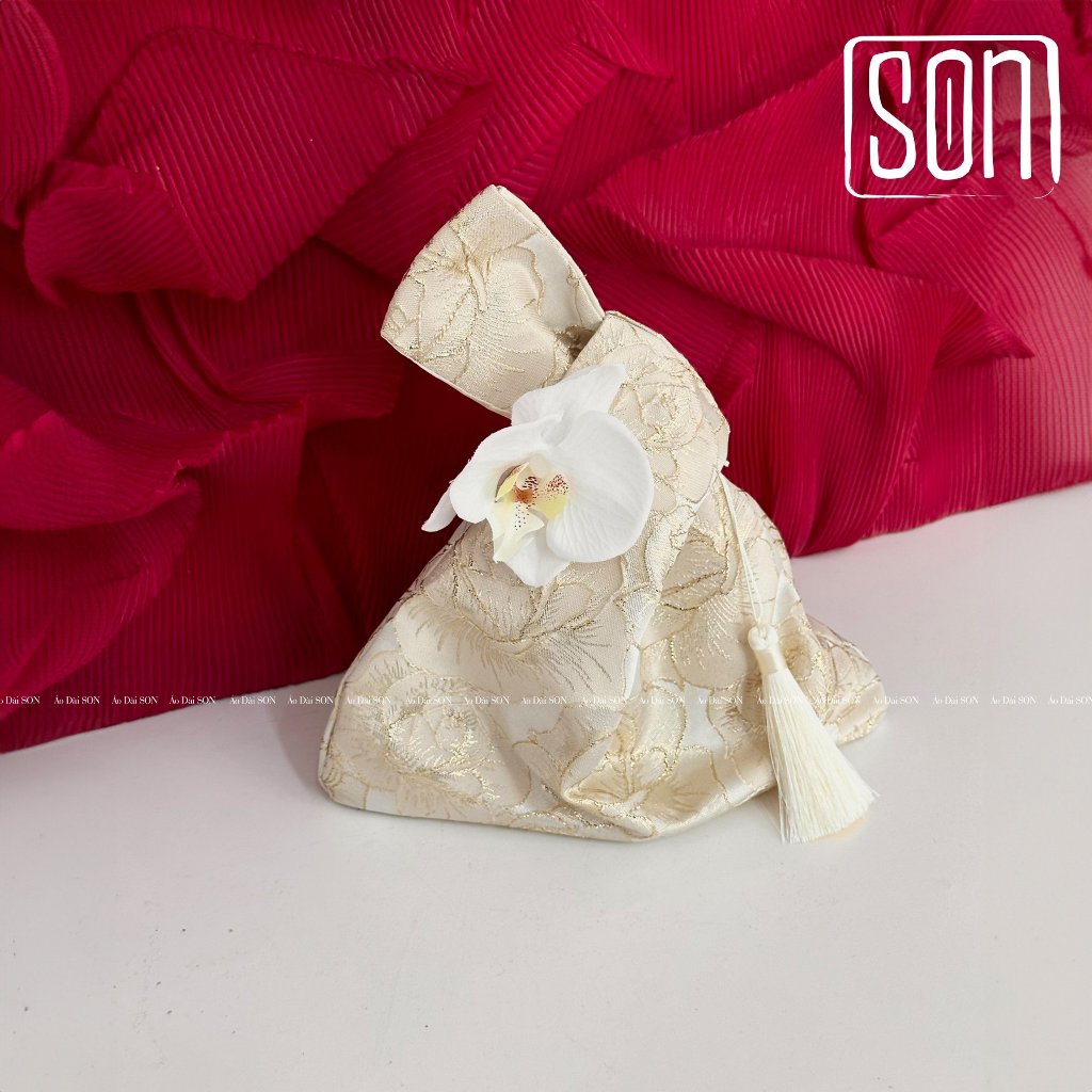 Túi xách nữ gấm Hoa Son phụ kiện mix cùng áo dài