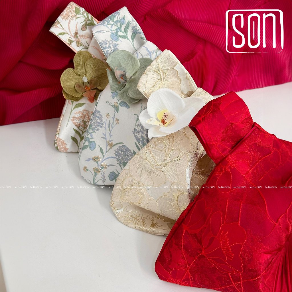 Túi xách nữ gấm Hoa Son phụ kiện mix cùng áo dài
