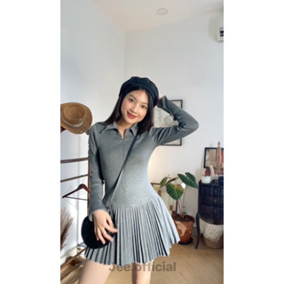 Jee - [ CÓ SẴN] Fannie Grey dress - Đầm Jumpsuit xếp ly Xám