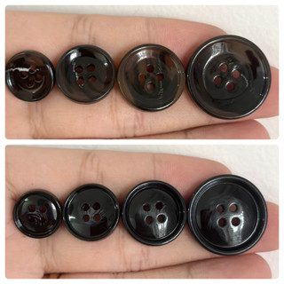 Sét 5 - 10 nút nhựa áo vân sừng màu đen/màu nâu đen bóng/nâu nhám dành cho áo Blazer, áo Cardigan cỡ lớn