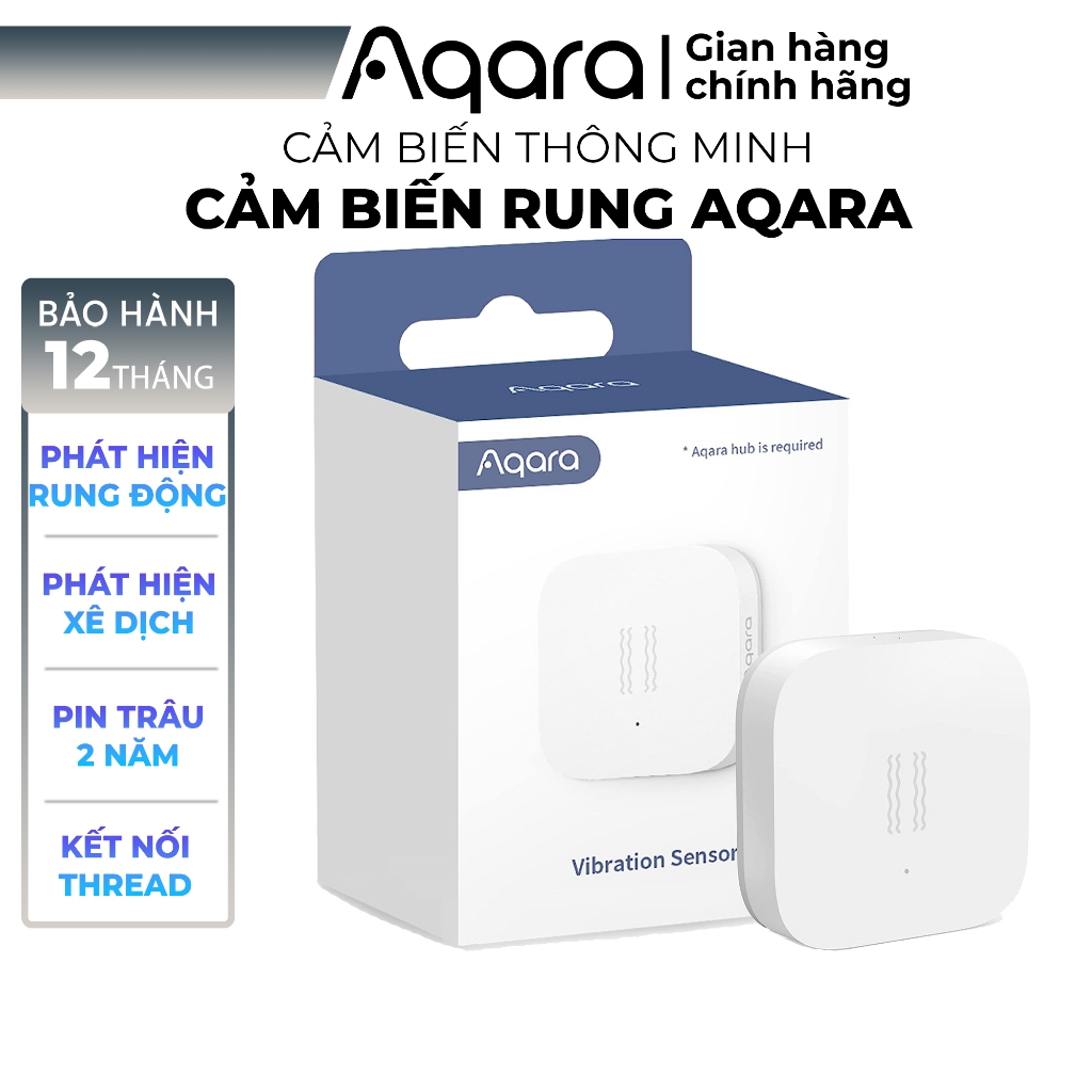 Cảm biến rung Aqara tích hợp Con quay hồi chuyển DJT11LM - Thiết bị chống trộm, Tương thích Home Kit, Cần lắp đặt Hub