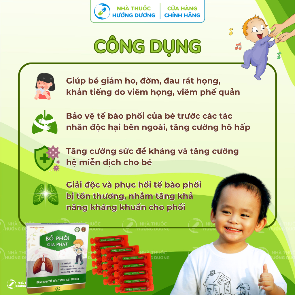 Ống Siro BỔ PHỔI GIA PHÁT - Giảm Ho Đờm, Ho Khan, Đau Rát Cổ Họng