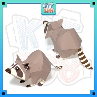 Mô hình giấy động vật Gấu mèo Raccoon ver 2