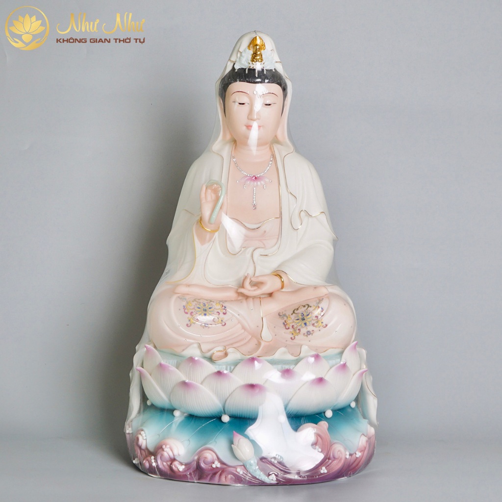 Tượng Quan Âm ngồi E01 hồng
