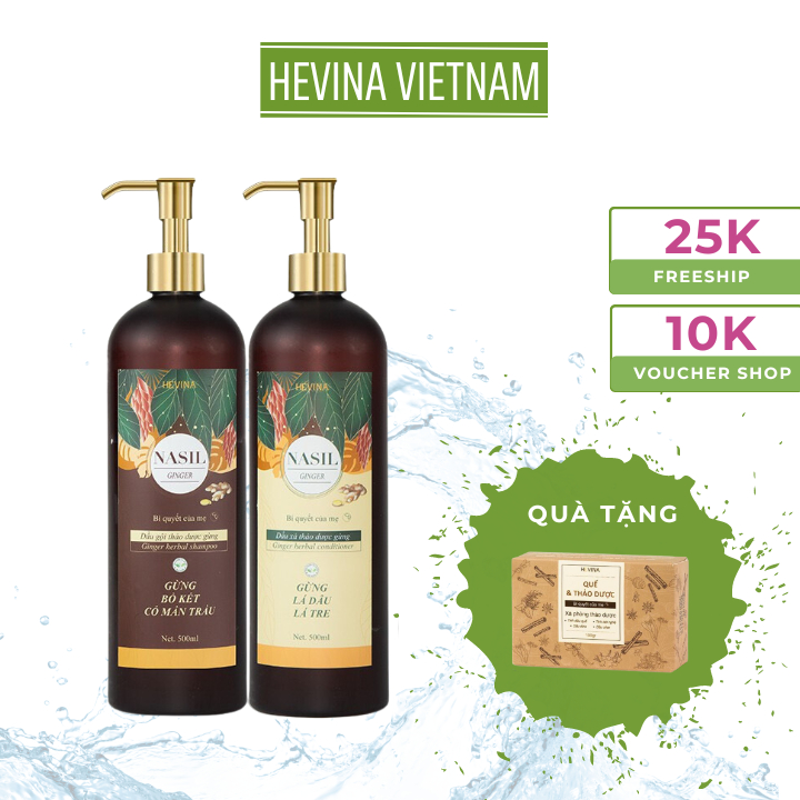 Dầu Gội Gừng HEVINA Nasil thảo dược phục hồi tóc hư tổn