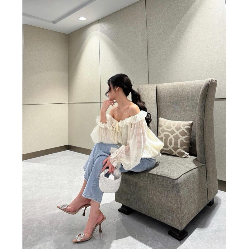 Giày sandal Z hở gót Mika mũi nhọn đính đá tròn màu nâu gót nhọn cao 8cm phong cách tiểu thư Pháp sang chảnh mới 𝟮𝟭𝟮𝟴 | BigBuy360 - bigbuy360.vn