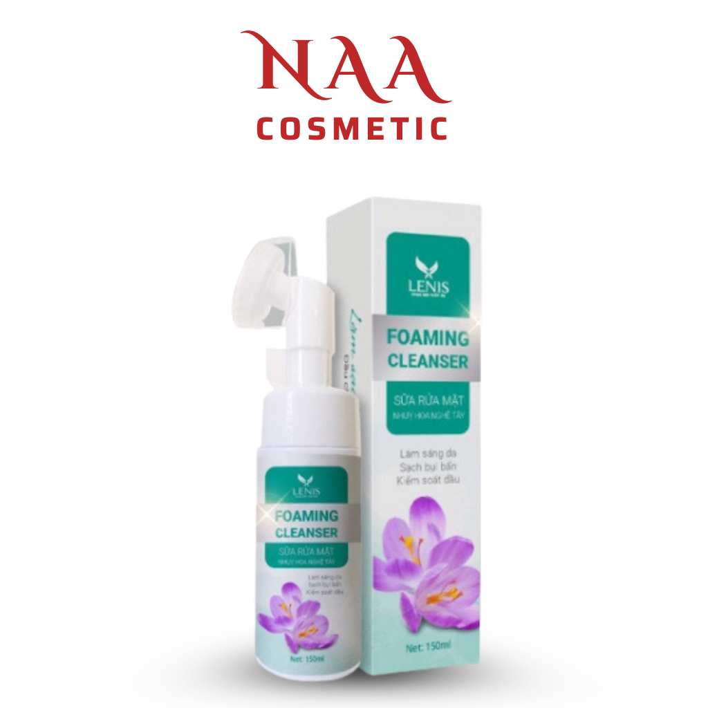 Sữa Rửa Mặt Sạch Mụn Kiềm Dầu LENIS - Foaming Cleanser Chiết Xuất Nhụy Hoa Nghệ Tây [150m] - Naa Cosmetic