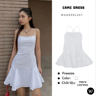Đầm 2 dây chéo lưng Cami Dress Màu Trắng