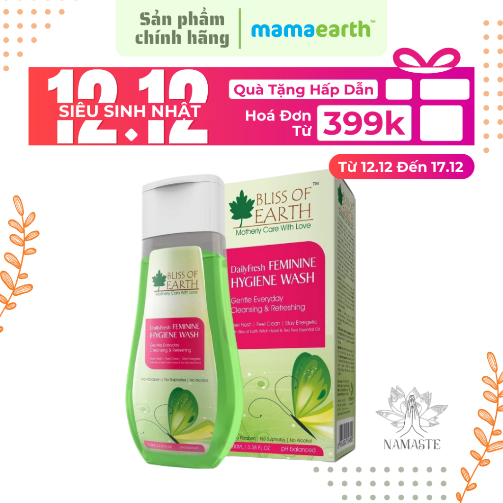 Dung Dịch Vệ Sinh Phụ Nữ Bliss Of Earth 100ml Dịu nhẹ Giảm Viêm Phụ Khoa Nguồn Gốc Tự Nhiên | Lê Bằng Vân