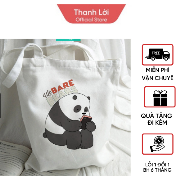 Túi tote gấu 3ce siêu dễ thương ngộ nghĩnh mang đi học , đi chơi , đi du lịch đều được