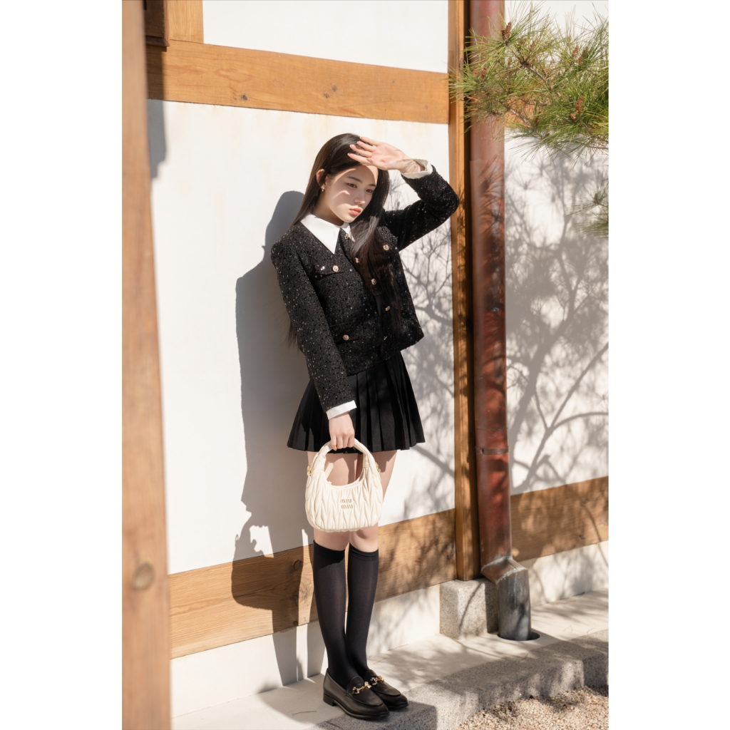 JOIE DES ROSES - Áo dạ tweed sequin cổ tròn Elain Jacket