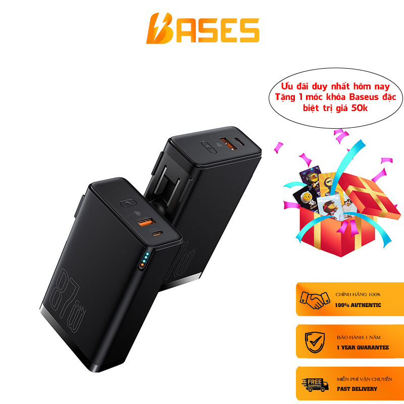 Cốc sạc siêu nhanh kiêm pin dự phòng Baseus Power Station 4 Hybrid GaN Power Bank Adaptor 10000mAh 87W