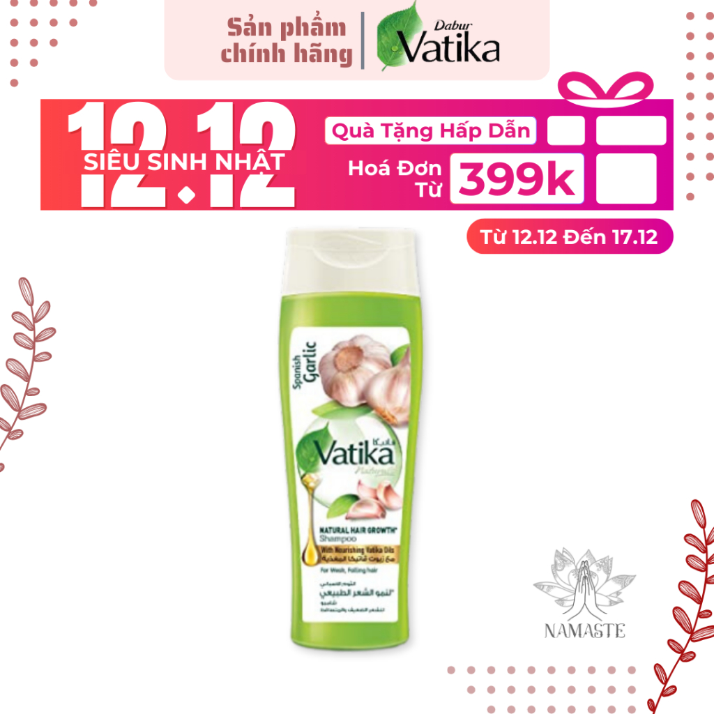 Dầu Gội Tỏi 400ml Vatika Garlic Shampoo date 2024 Giảm Rụng Tóc Giúp Tóc Chắc Khoẻ | Lê Bằng Vân