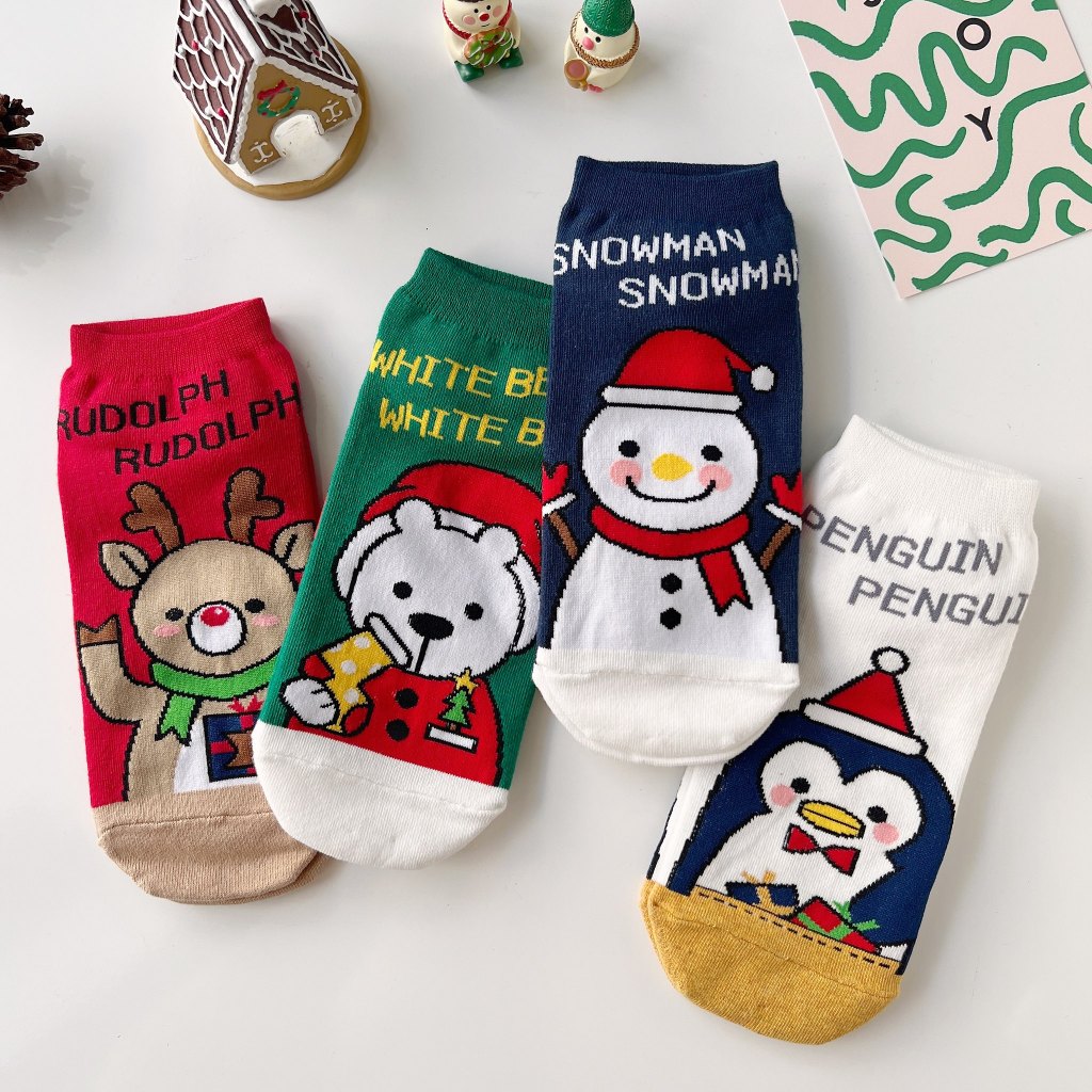 Tất vớ Giáng sinh nữ cổ trung XMAS HOOD - Nhập khẩu Hàn Quốc