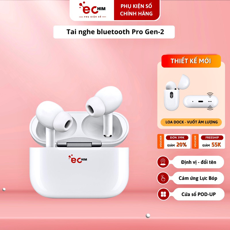 Tai nghe bluetooth P2 / P3 / Pro / Pro Gen2 cao cấp, định vị đổi tên, bass căng nhạc hay.