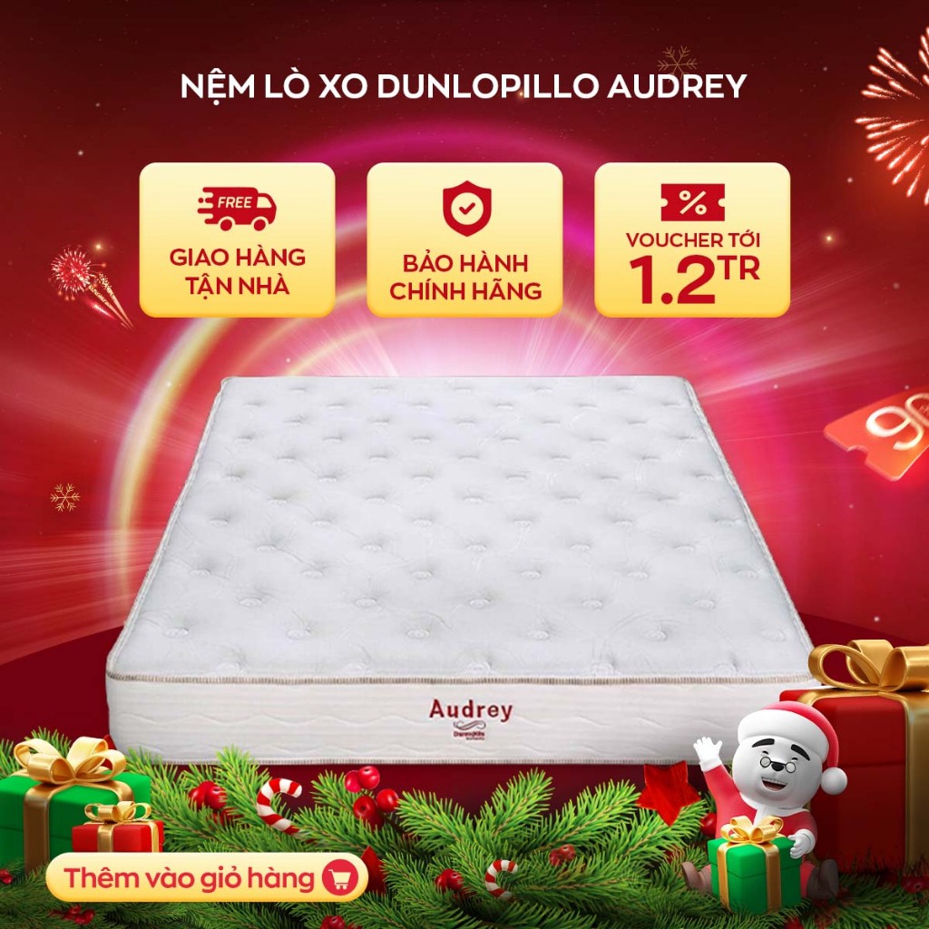 Nệm lò xo Dunlopillo Audrey dày 25cm độ đàn hồi cao bảo vệ cột sống bảo hành bởi Vua Nệm