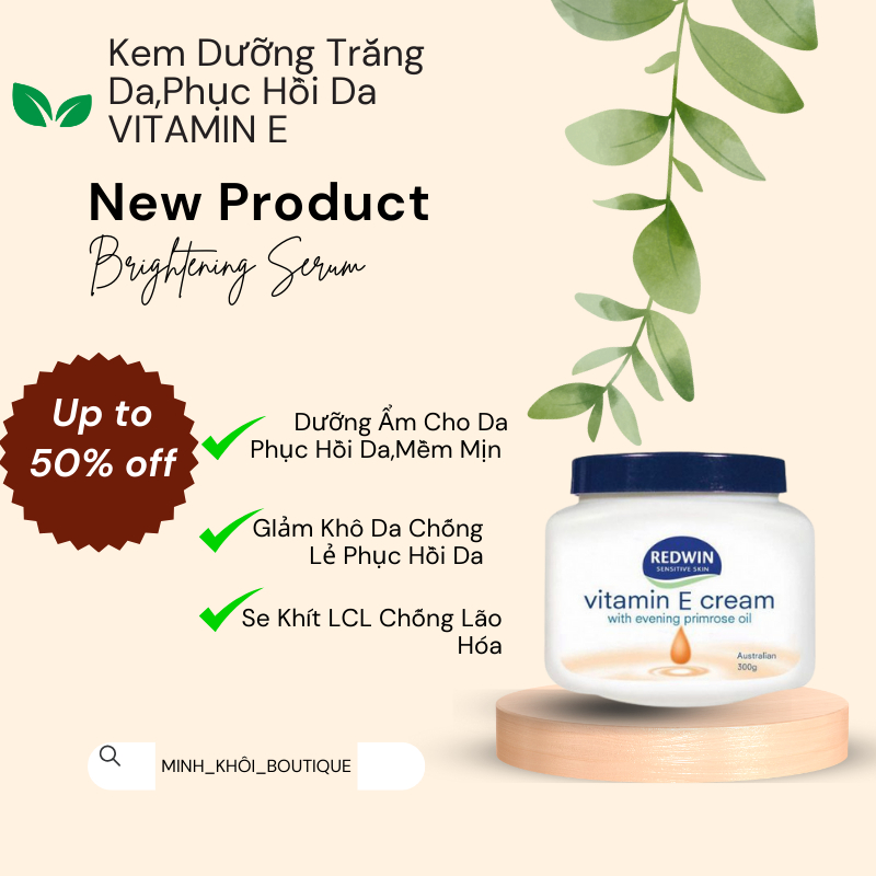 Kem Dưỡng Ẩm Redwin Vitamin E Cream 300g Úc , Giúp Dưỡng Da Mặt Khỏi Nứt Nẻ , Body Hết Khô Và Mềm Mịn