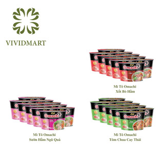  - MASAN - Mì OMACHI tô 3 vị: Sốt/ Xốt Bò Hầm, Sườn Hầm Ngũ Quả, Tôm Chua Cay (90-93g/tô)