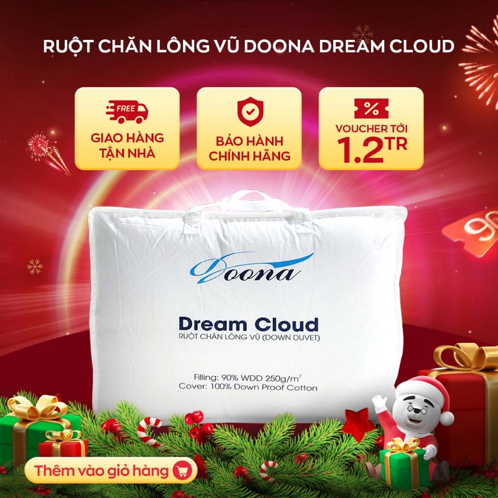 Ruột Chăn Lông vũ tự nhiên Doona Dream Cloud 90% siêu nhẹ Vua Nệm