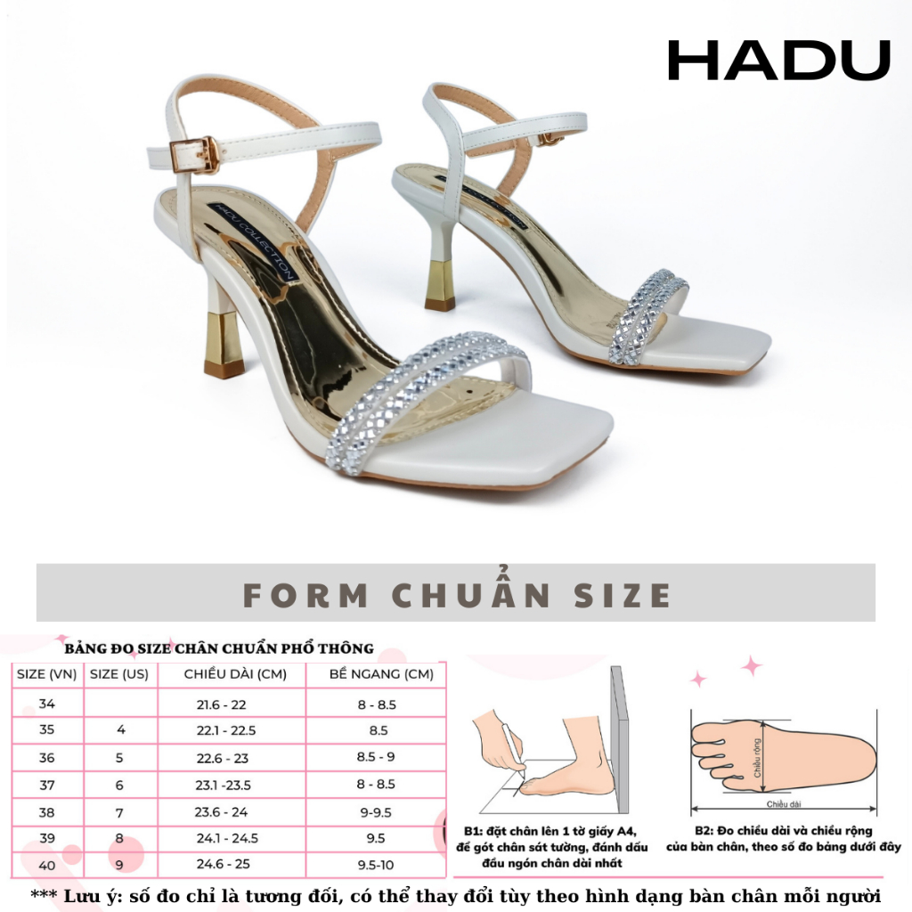 Giày Sandal 7P Quai Đôi Đính Đá HADU M7120 Hàng Cao Cấp, Bảo Hành 24T